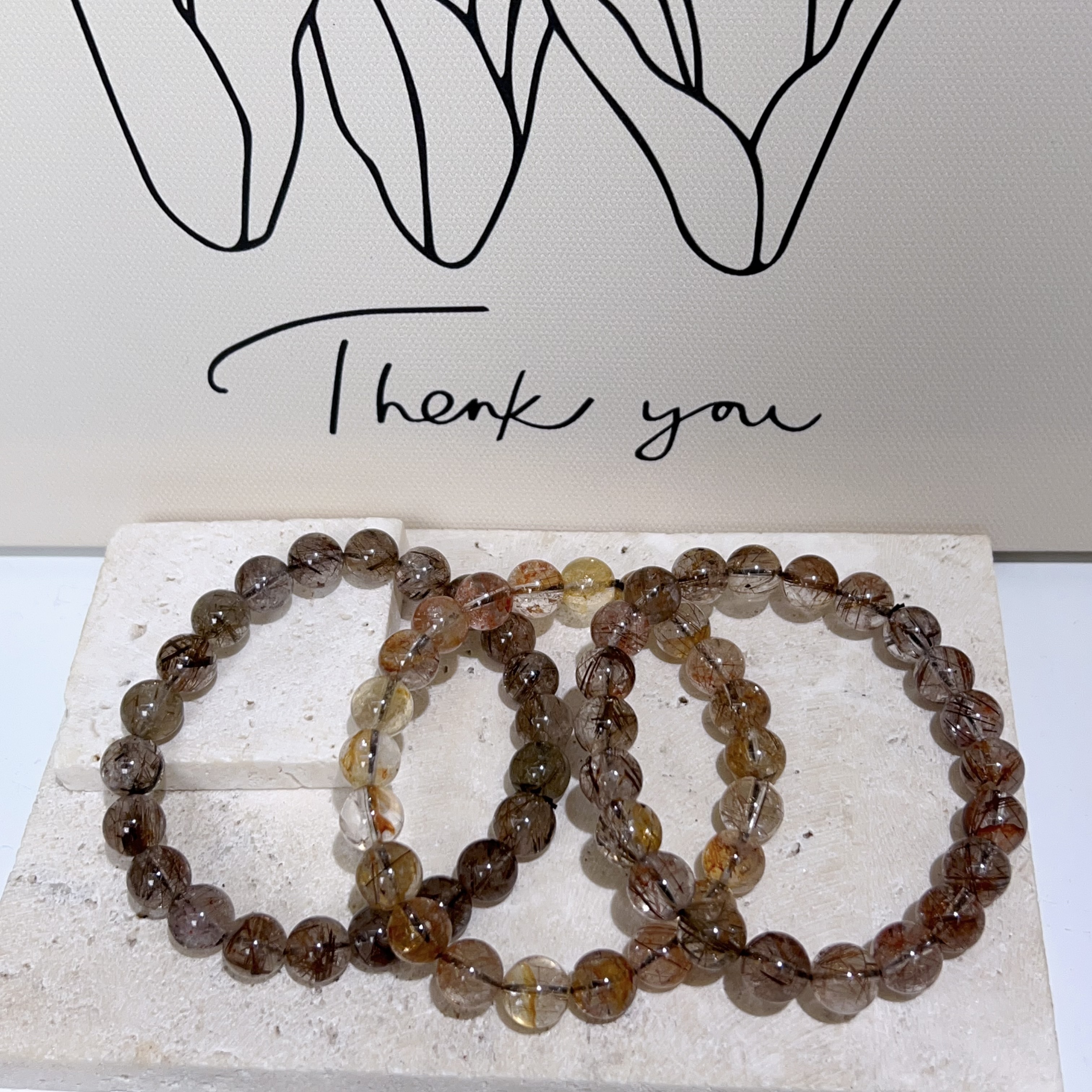 紅銅髮膠花共生手串