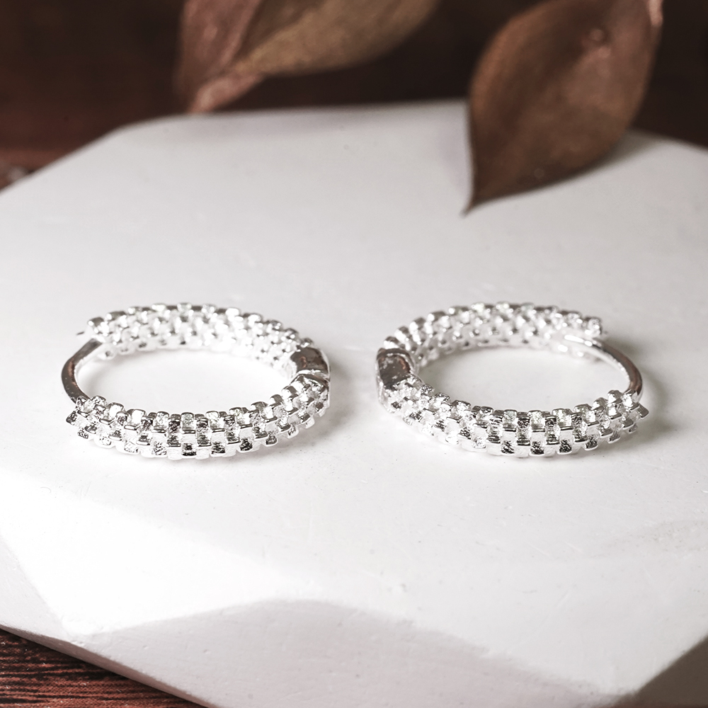 純銀 繁星交織 易扣耳環 925純銀耳環 女生耳環 男生耳環