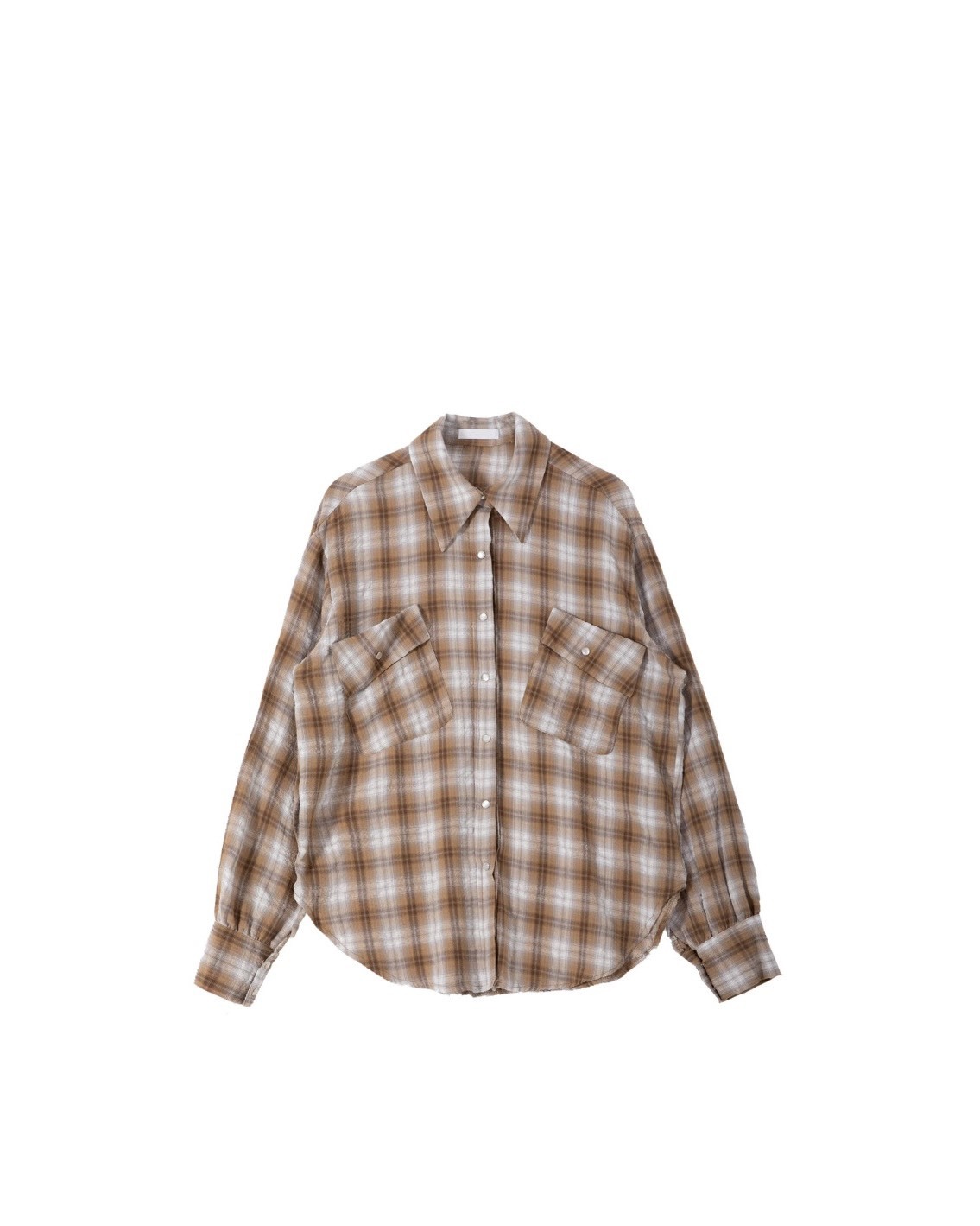 RHOM 撞色 寬鬆 格紋斜口袋 慵懶 薄外套 #襯衫