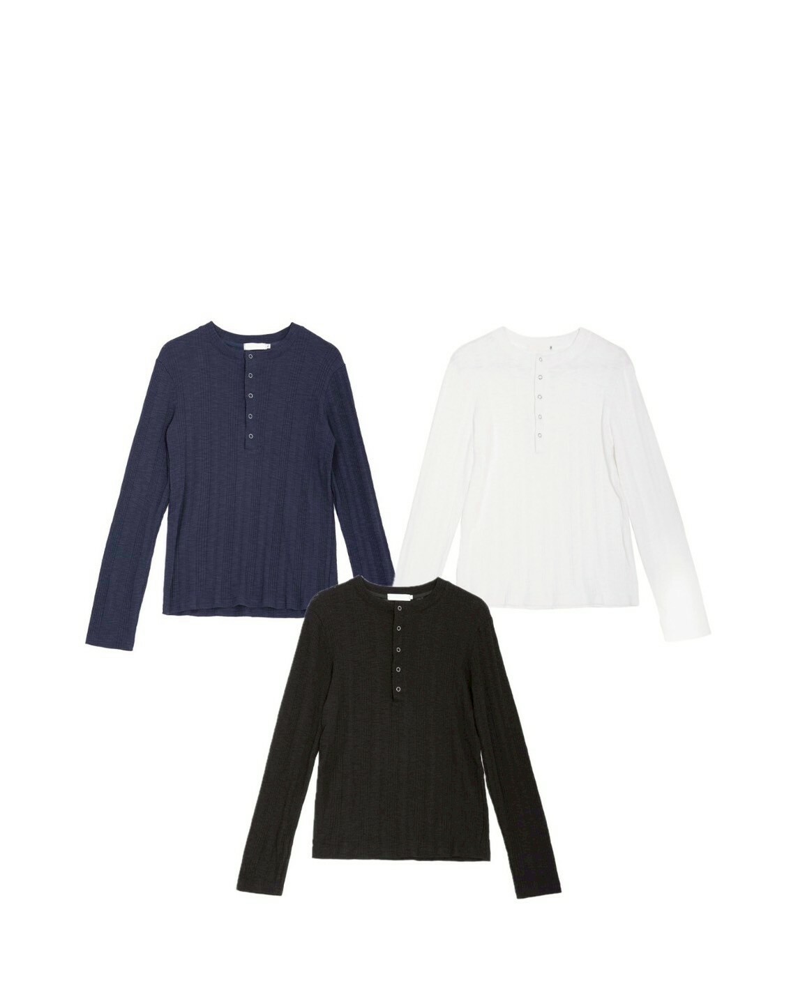 RHOM 簡約 彈力 條紋 廓形鈕扣 針織 打底衫 #薄長袖