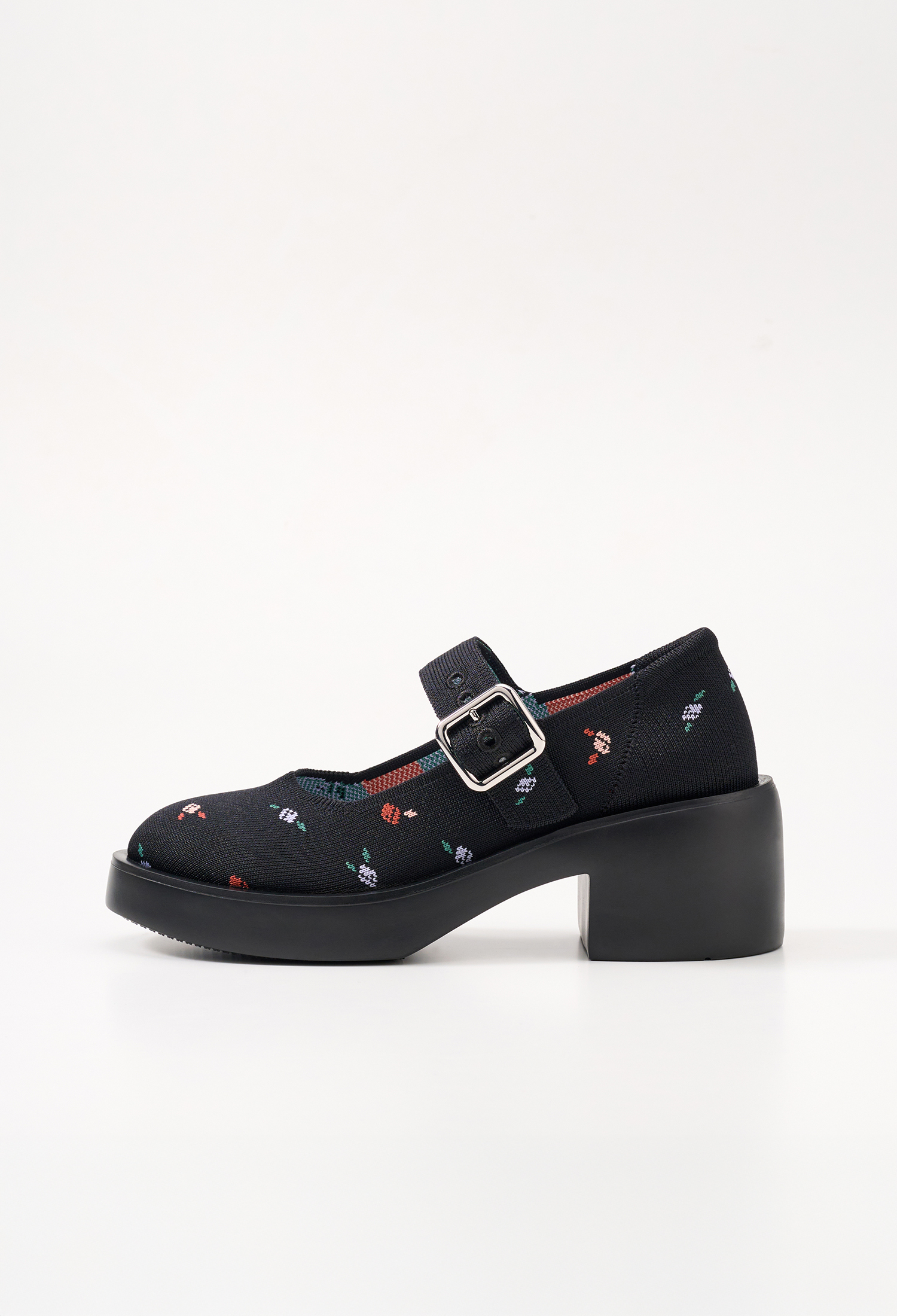 復古瑪莉粗跟厚底鞋 黑薔薇