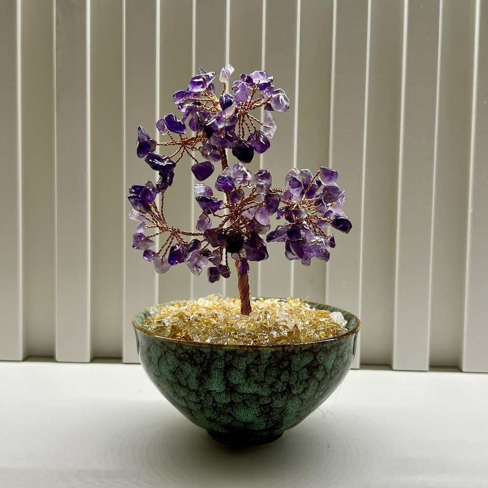 [S] GEMZ & CO HLCT RANDOM CERAMIC BOWL AMETHYST TREE, W53 (W53)