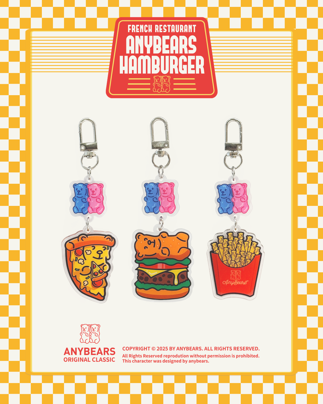 ANYBEARS®漢堡熊 壓克力吊飾 Hamburger BEAR Acrylic Keychain
