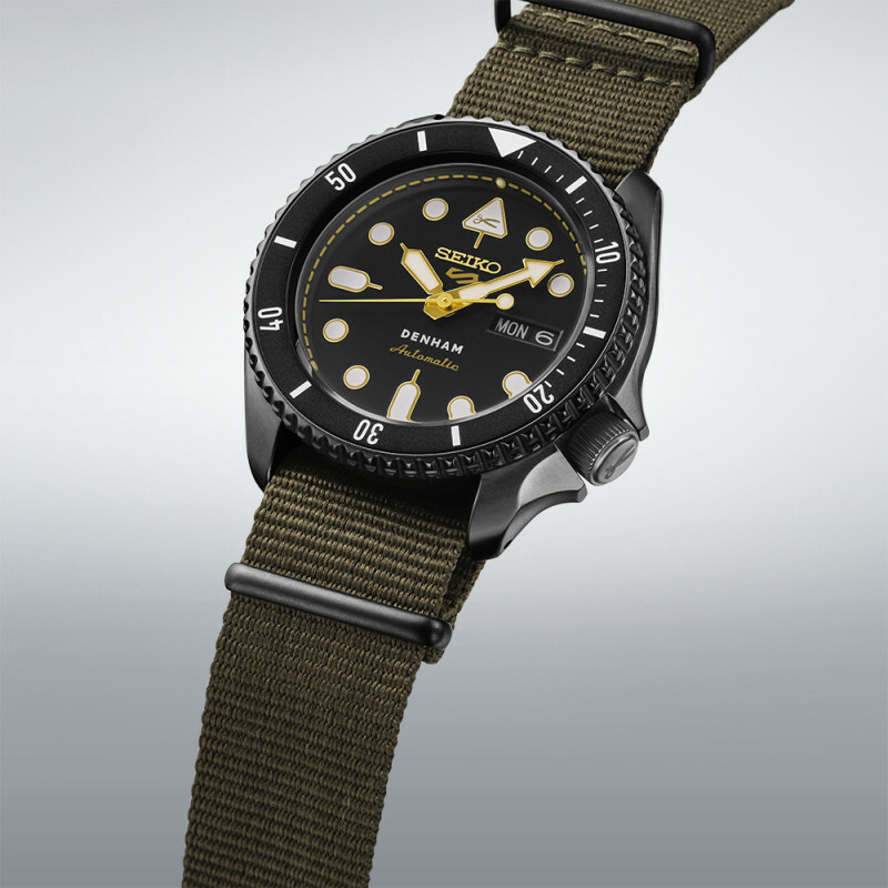 萬年鐘錶 - SEIKO  5 Sports   DENHAM合作推出限量版丹寧職人機械水鬼 SRPL37K1 / 4R36-17J0C 錶徑42.5MM