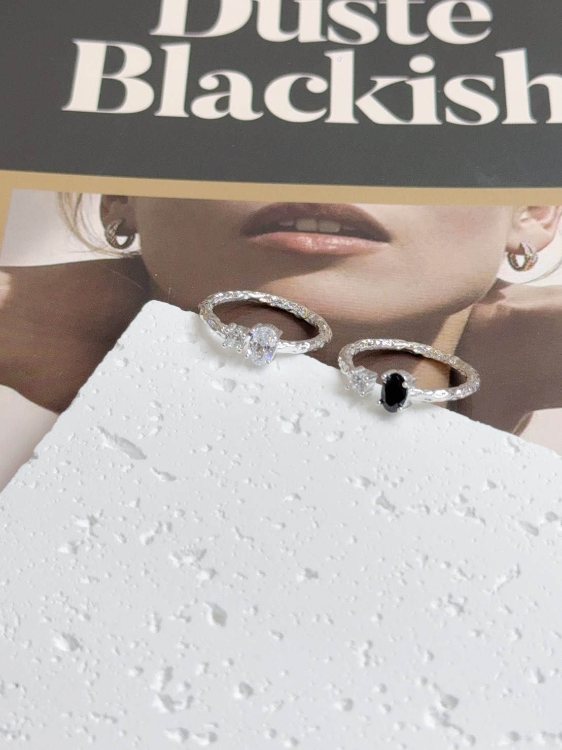 竹影婆娑|個性款鋯石前開口純銀戒