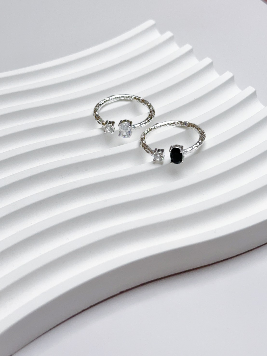 竹影婆娑|個性款鋯石前開口純銀戒