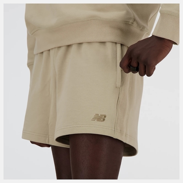 NEW BALANCE 短褲 NB 卡其 刺繡LOGO 羅紋 棉短褲 男 MS41511SOT