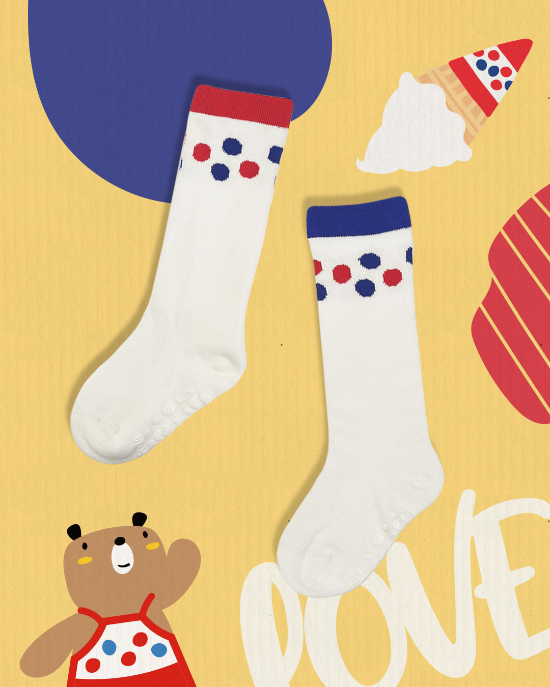 OMYMONSTER 富養雪糕寶寶中筒防滑襪