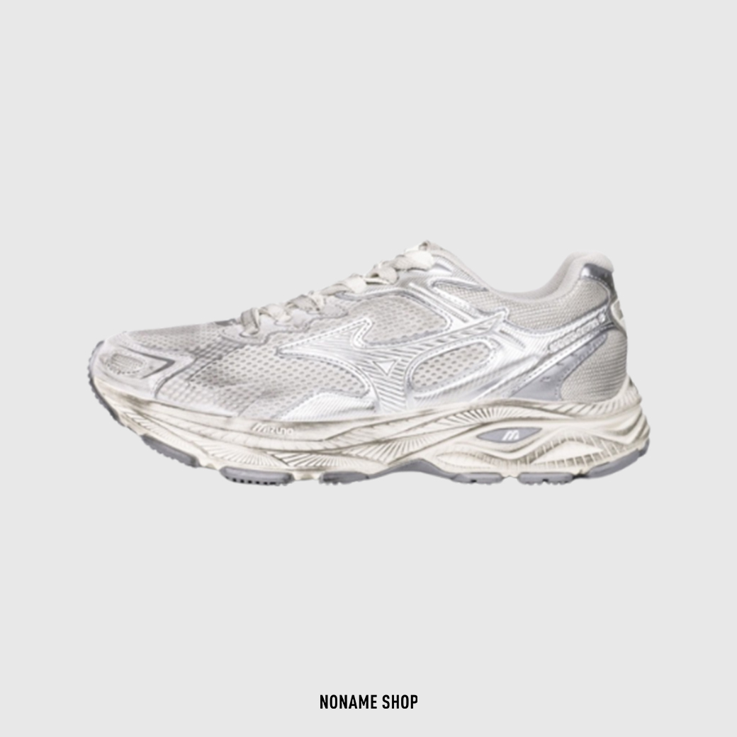 MIZUNO RACER S 美津濃 復古 網布 跑鞋 做舊 髒髒鞋 灰銀 (男/女款)