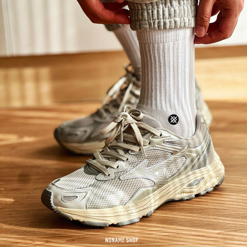 MIZUNO RACER S 美津濃 復古 網布 跑鞋 做舊 髒髒鞋 灰銀 (男/女款)