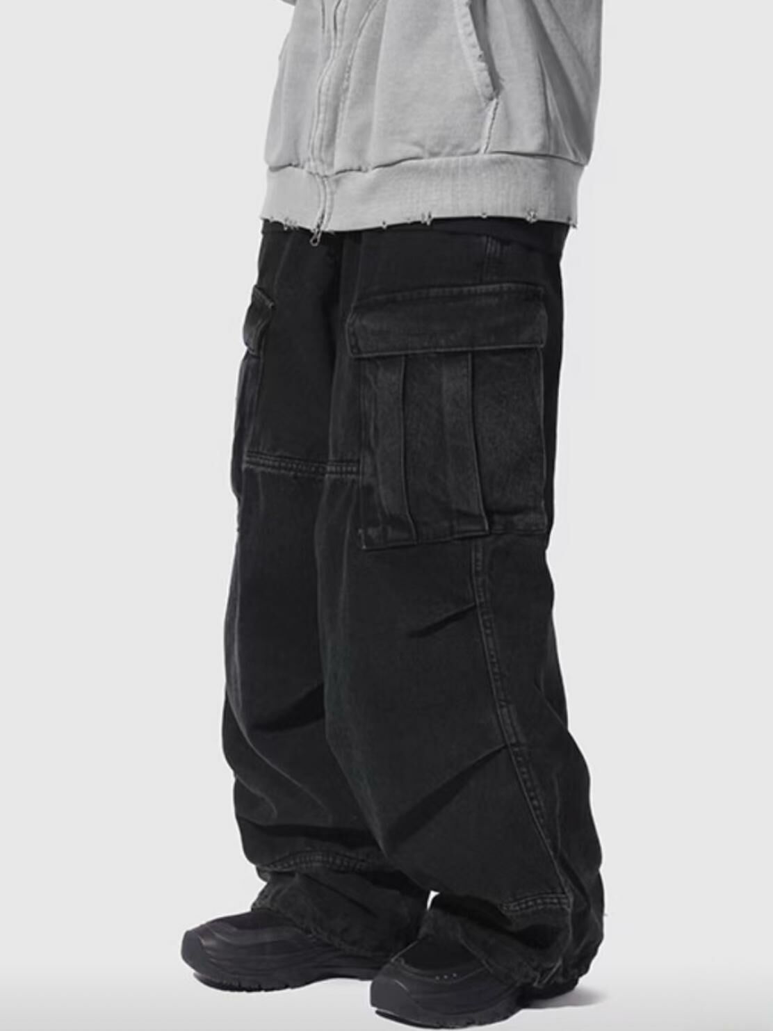 洗水工裝鬆身牛仔褲 TAC-0147J
