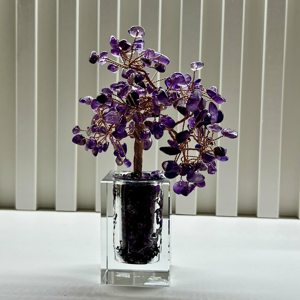 [S] GEMZ & CO BFG TRANSPARENT RECTANGULAR POT AMETHYST TREE, X22 (X22)