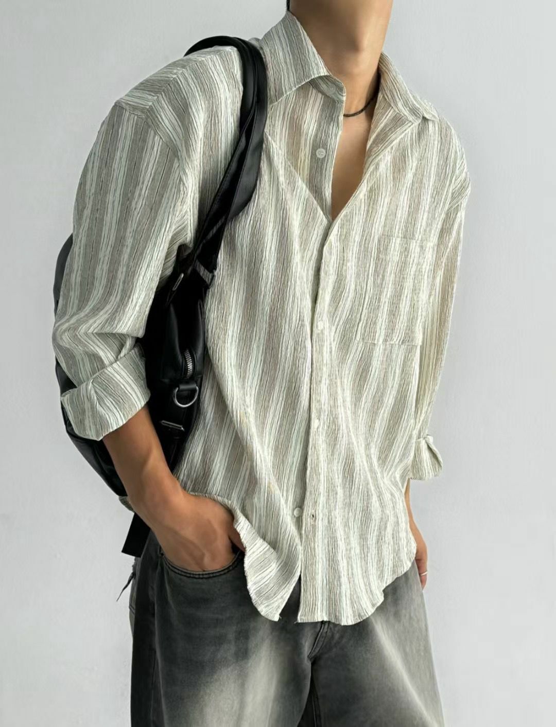 直紋長袖恤衫 S2275