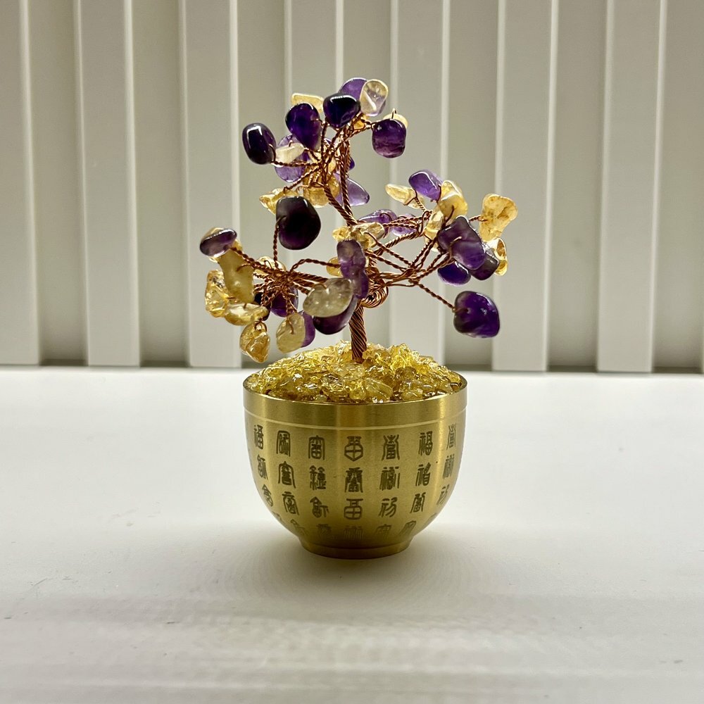 [S] GEMZ & CO BFG MINI COPPER POT AMETHYST AND CITRINE TREE, X14 (X14)