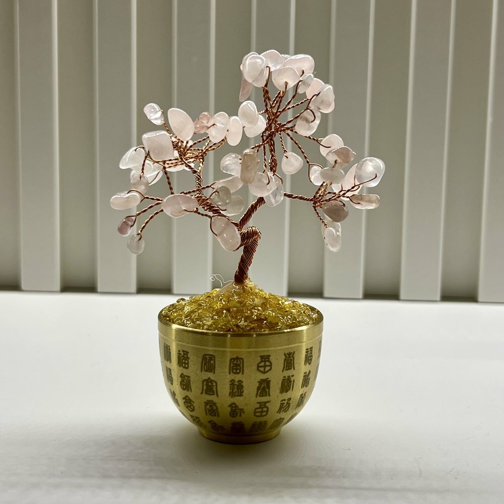 [S] GEMZ & CO BFG MINI COPPER POT ROSE QUARTZ TREE, X15 (X15)