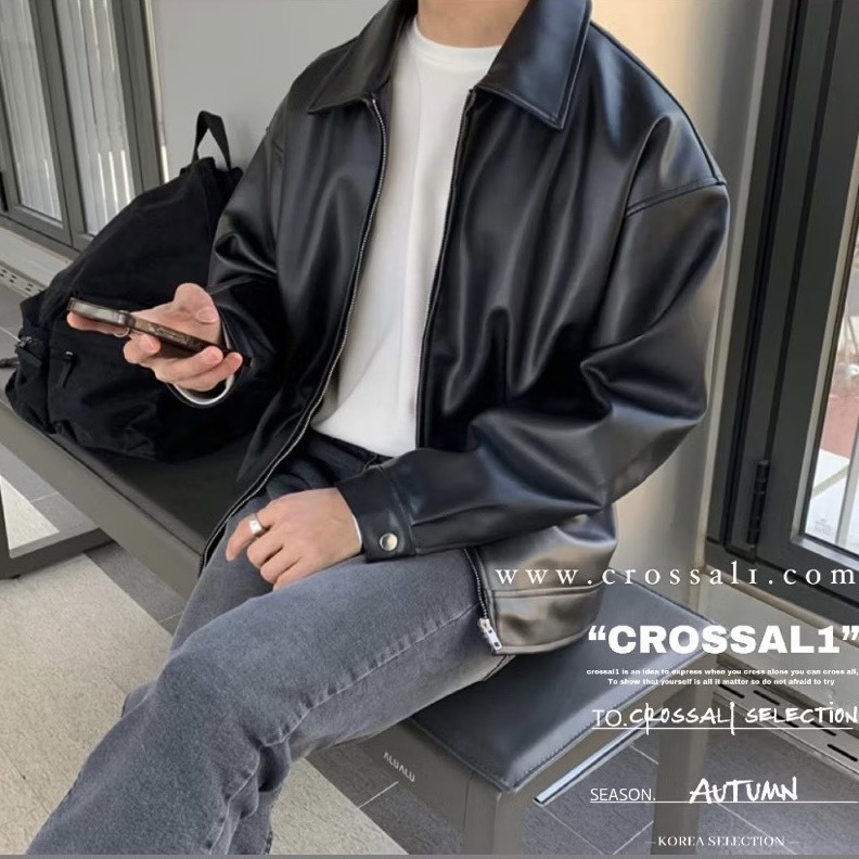 騎士風拉鍊皮衣外套