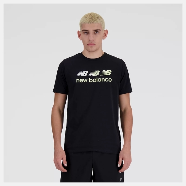 NEW BALANCE 短T NB 黑色 LOGO 快乾 短袖 男 MT41071LLT