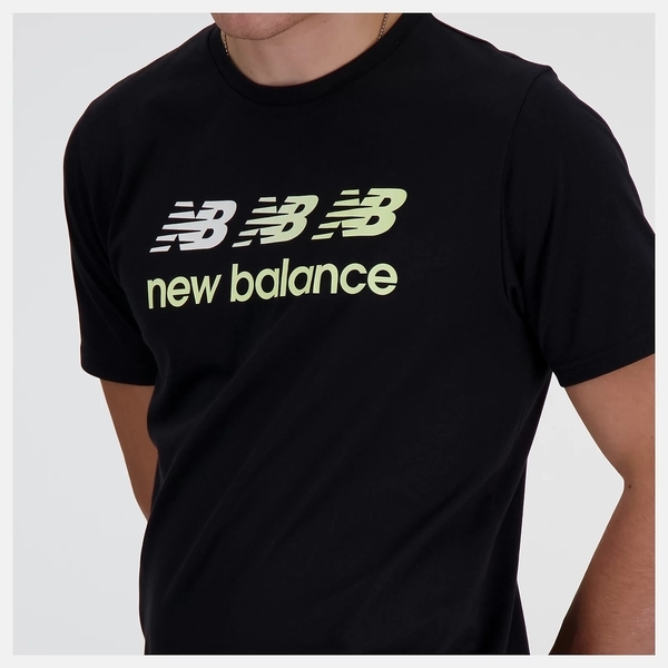 NEW BALANCE 短T NB 黑色 LOGO 快乾 短袖 男 MT41071LLT