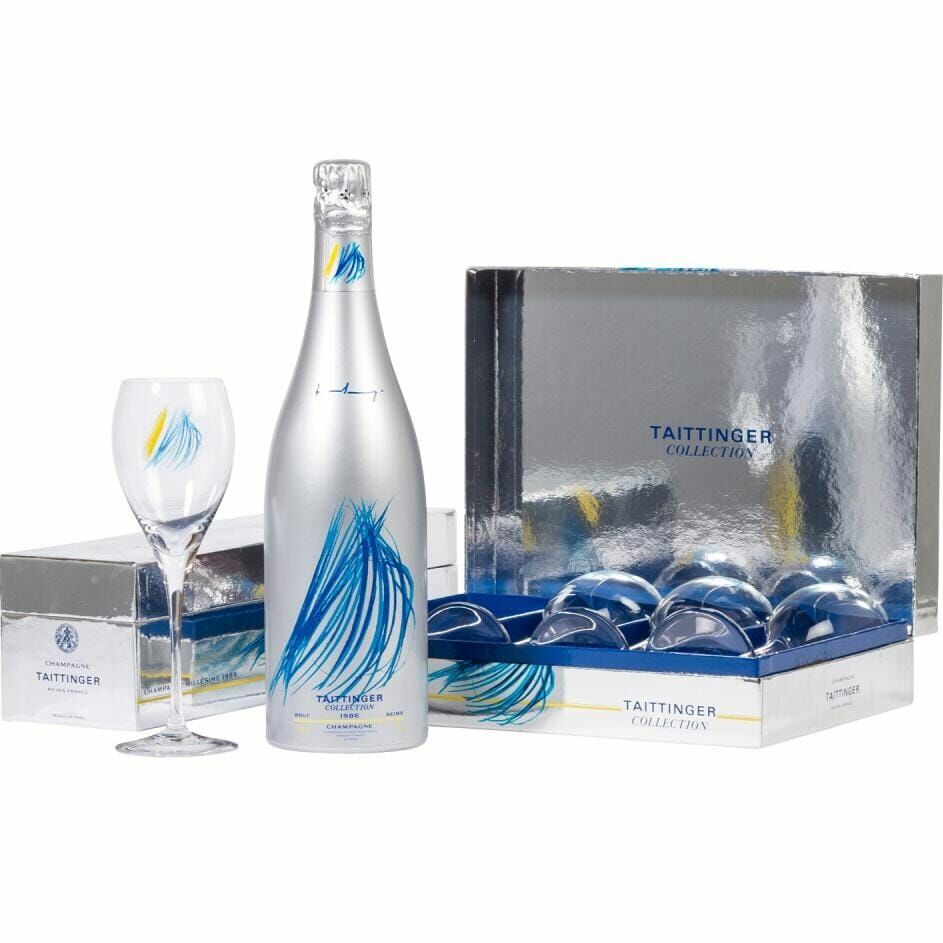 1986 Taittinger Artist Collection - Hans Hartung with Champagne glass set