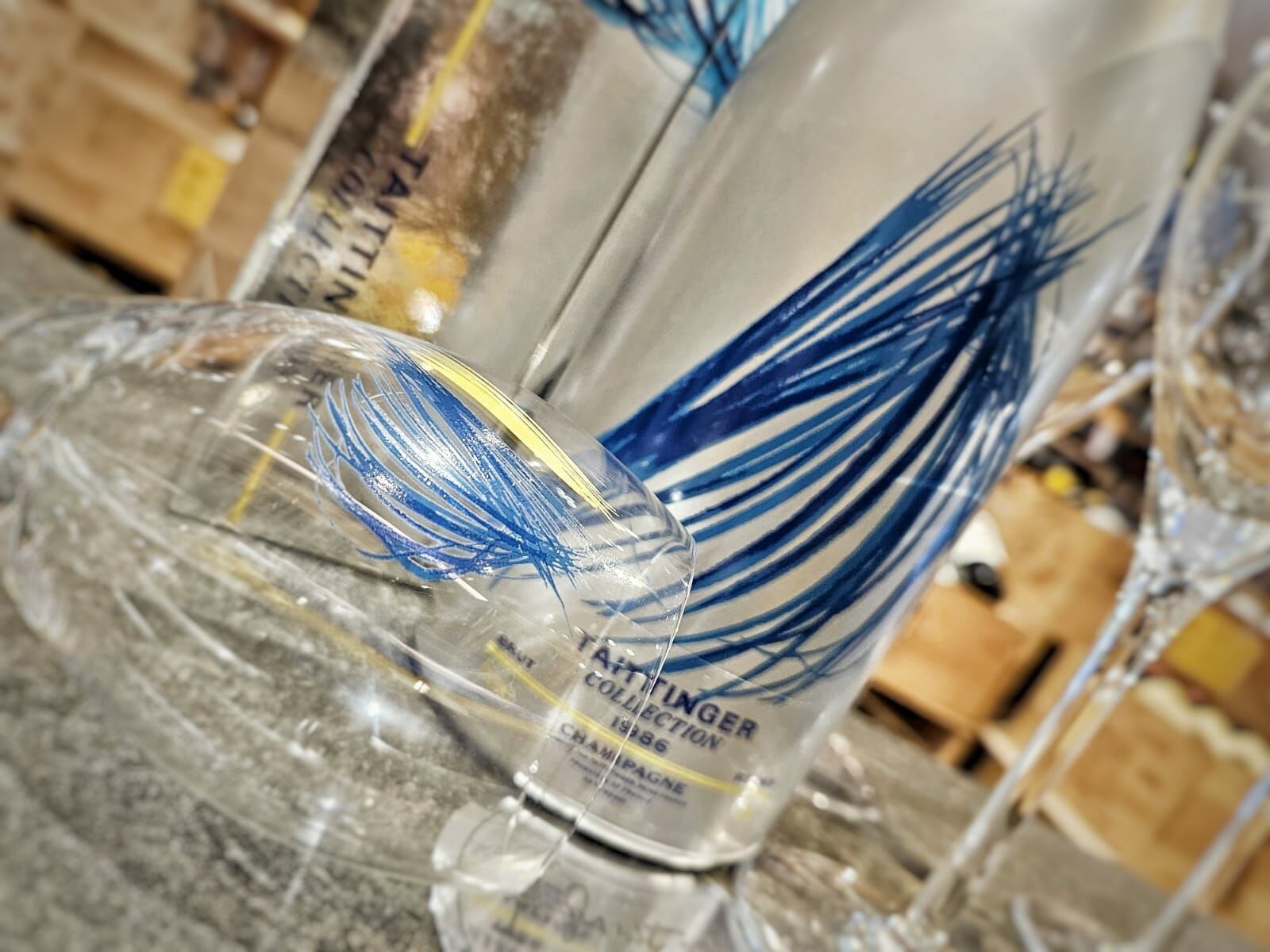 1986 Taittinger Artist Collection - Hans Hartung with Champagne glass set