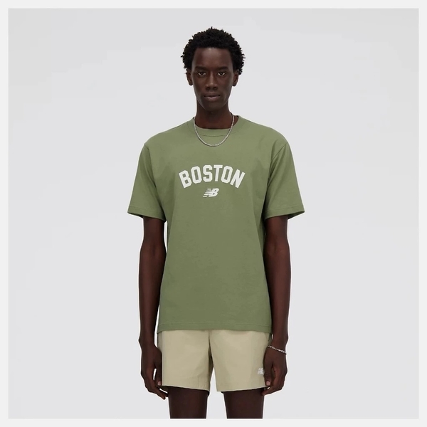NEW BALANCE 短T NB BOSTON 軍綠色 波士頓 短袖 上衣 男 MT41561DEK