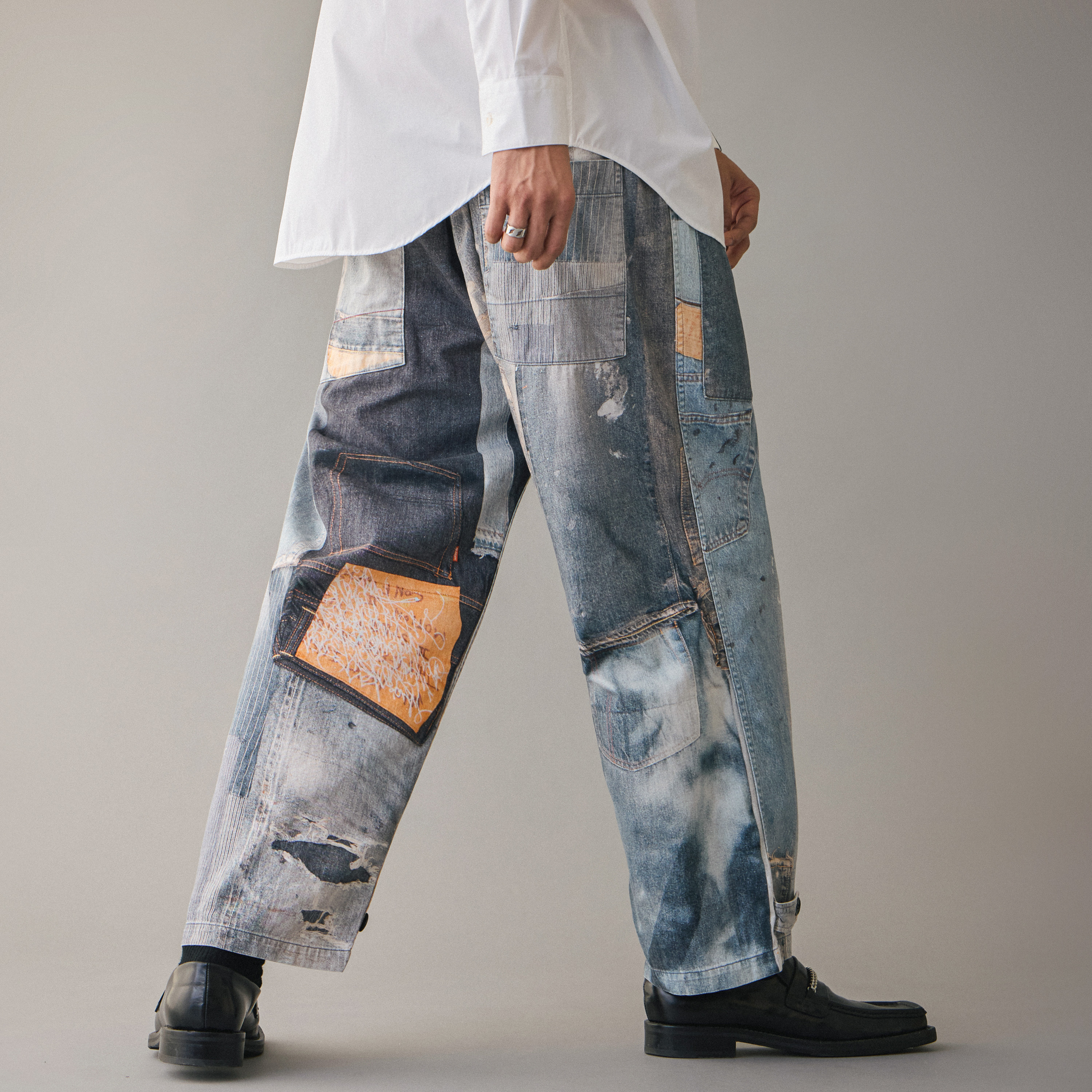 ANACHRONORM - Archive Denim Collage Wide Easy Pants