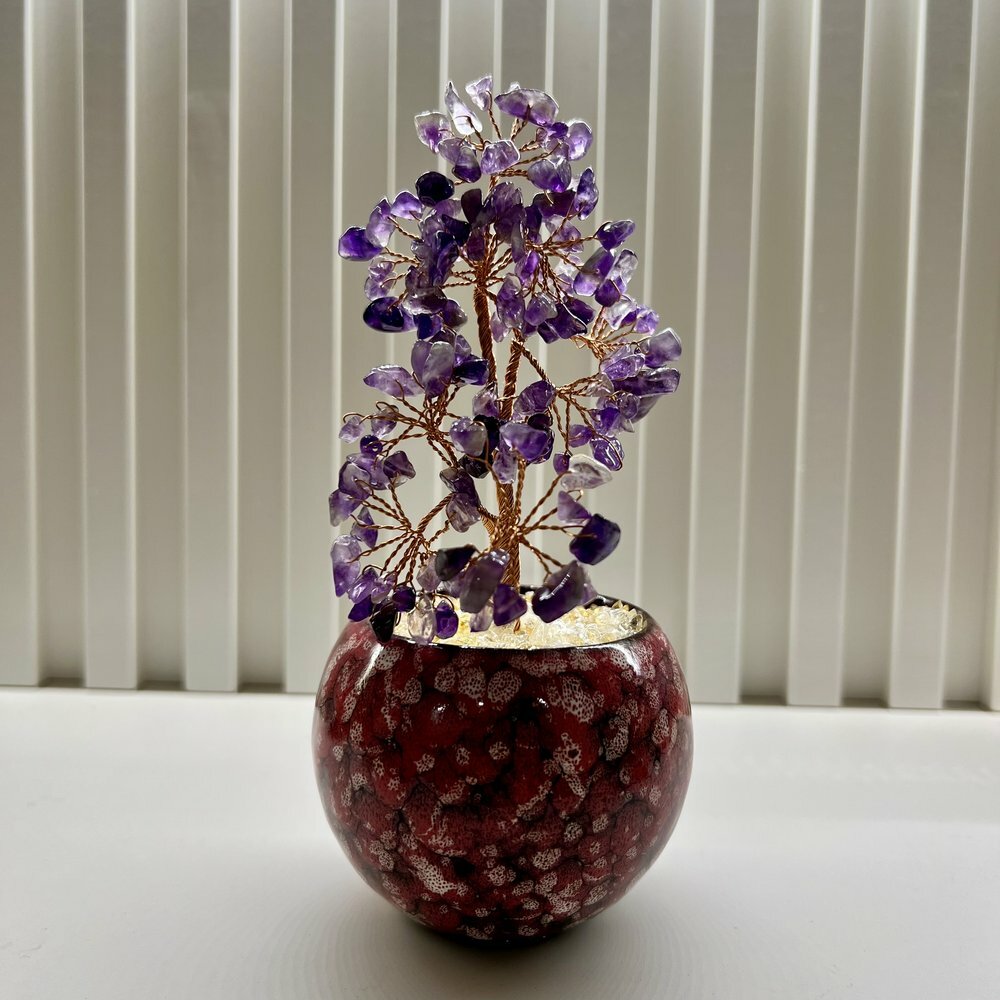 [S] GEMZ & CO HLCT RANDOM CERAMIC POT AMETHYST TREE, W116 (W116)