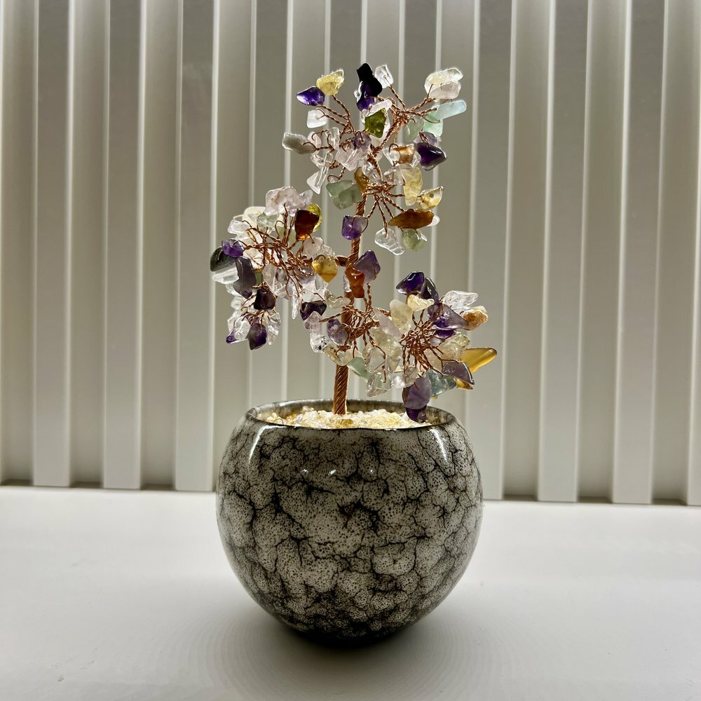 [S] GEMZ & CO HLCT RANDOM CERAMIC POT MIXED QUARTZ TREE, W117 (W117)