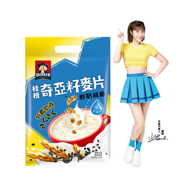 桂格 奇亞籽麥片特濃鮮奶減糖袋裝28gX10包x3袋