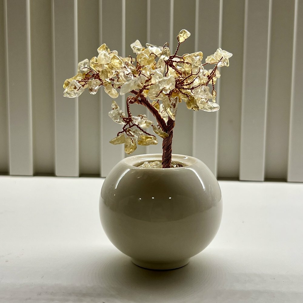 [S] GEMZ & CO HLCT SMALL WHITE CERAMIC POT TREE, CITRINE, W496 (W496)