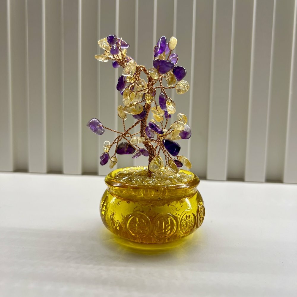 [S] GEMZ & CO BFG MINI JU BAO PEN POT AMETHYST AND CITRINE TREE, X6 (X6)