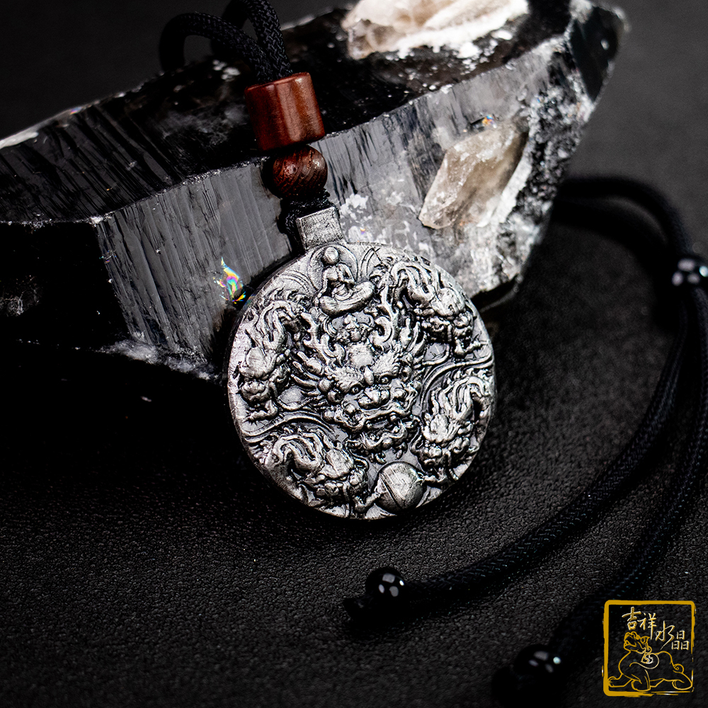 阿勒泰鐵隕石-天鐵隕石五龍搶珠項鍊 33.5mm 招財進寶