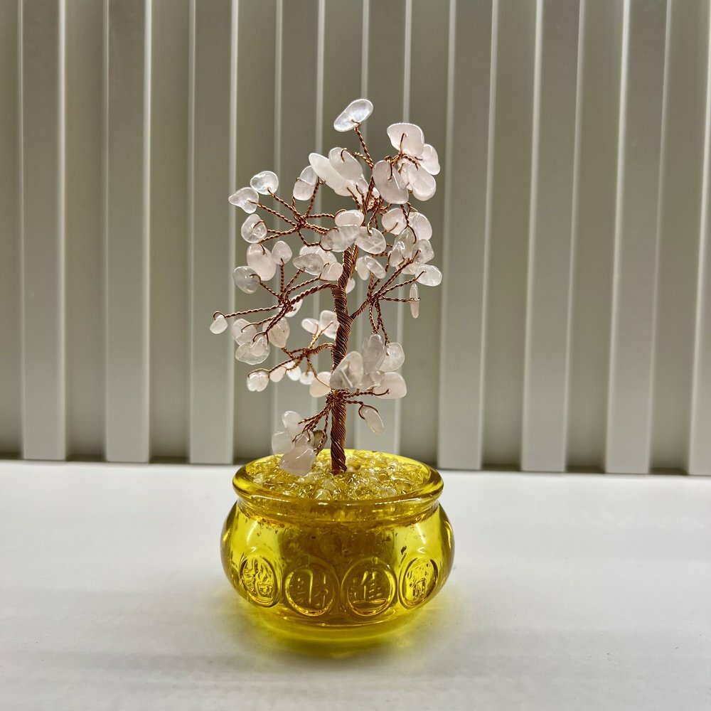 [S] GEMZ & CO BFG MINI JU BAO PEN POT ROSE QUARTZ TREE, X8 (X8)