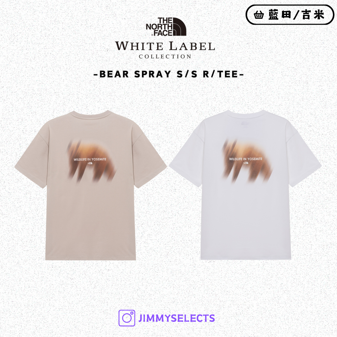 【代購】THE NORTH FACE 北臉 白標 BEAR SPRAY 熊熊 圖案 短袖 短T NT7UR10