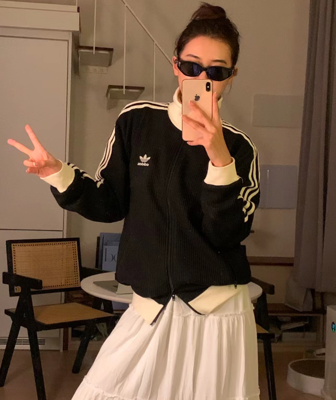 Adidas Originals 華夫格外套 立領 針織 長袖 外套 奶油白 黑色 JW0109 JW0110/預購