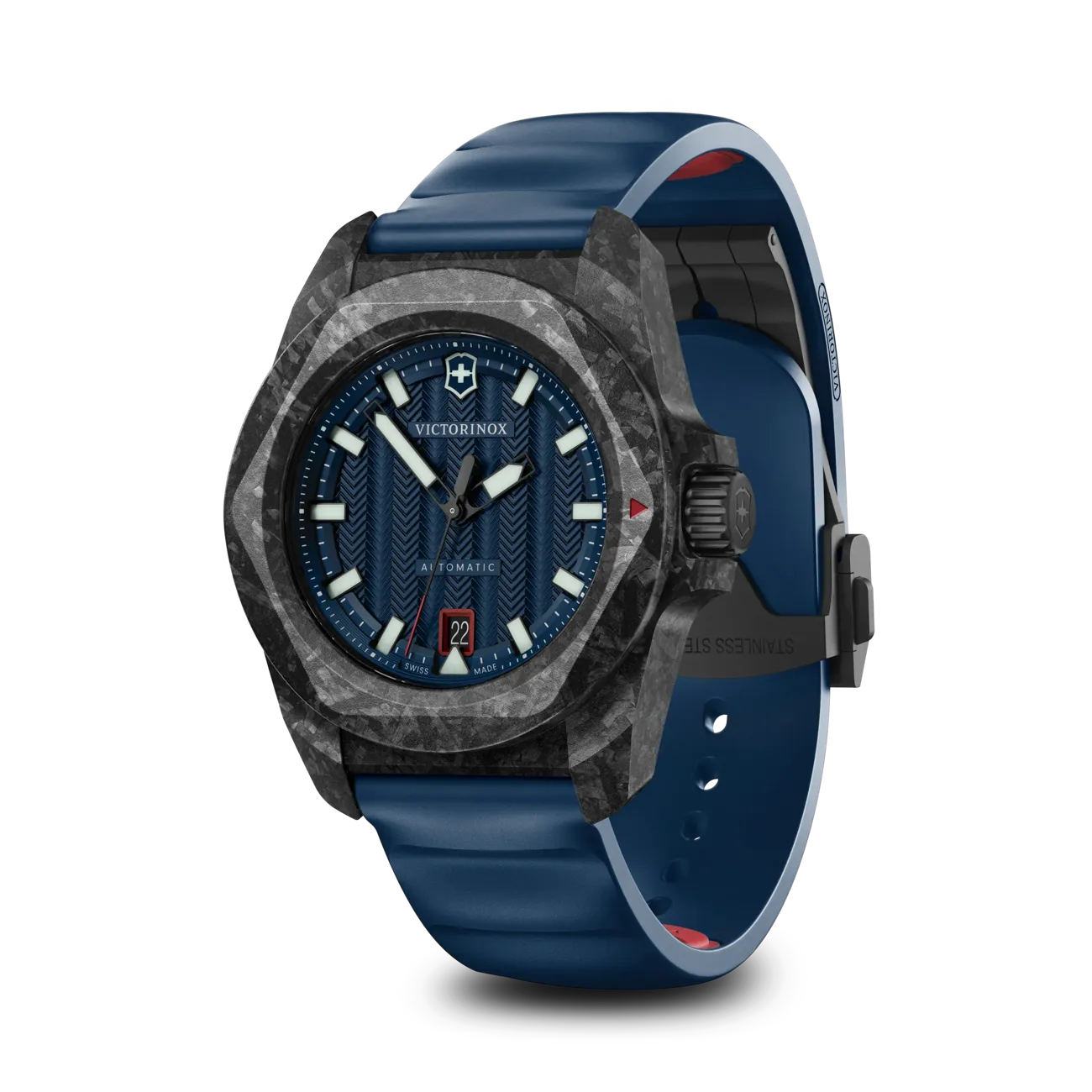 萬年鐘錶 - VICTORINOX SWISS ARMY 瑞士維氏 瑞士製造 I.N.O.X. 碳纖維山脈紋面盤200米機械潛水錶 242022.1  錶徑:41MM