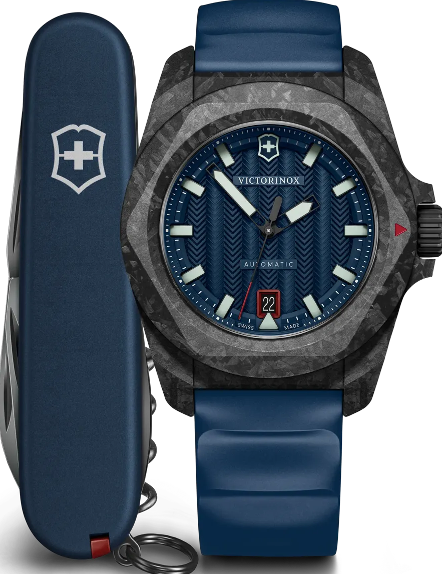 萬年鐘錶 - VICTORINOX SWISS ARMY 瑞士維氏 瑞士製造 I.N.O.X. 碳纖維山脈紋面盤200米機械潛水錶 242022.1  錶徑:41MM