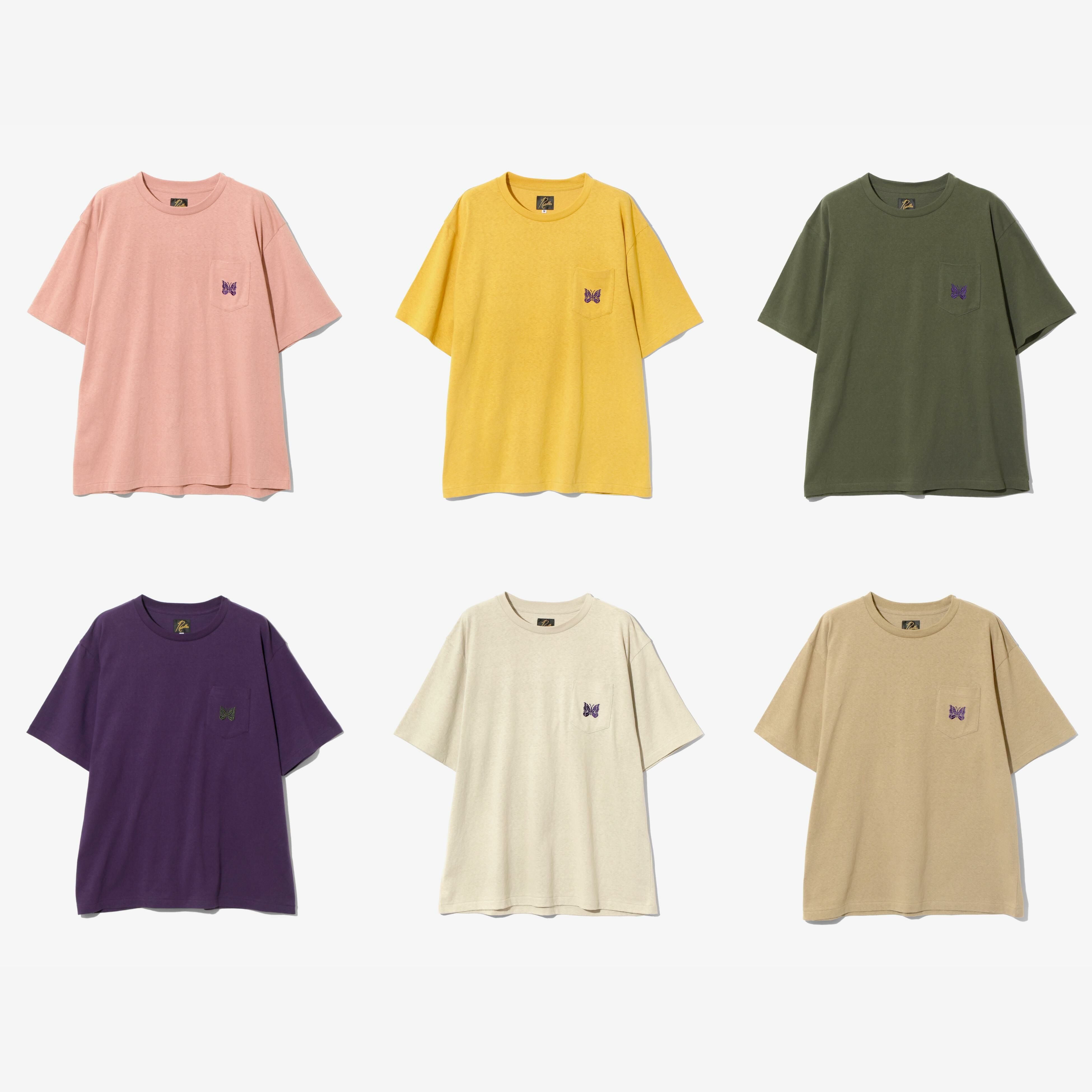 『代購+現貨商品』2025SS NEEDLES S/S Papillon Emb. Pocket Tee Cotton Jersey 水洗 口袋 刺繡 蝴蝶 短T 現貨