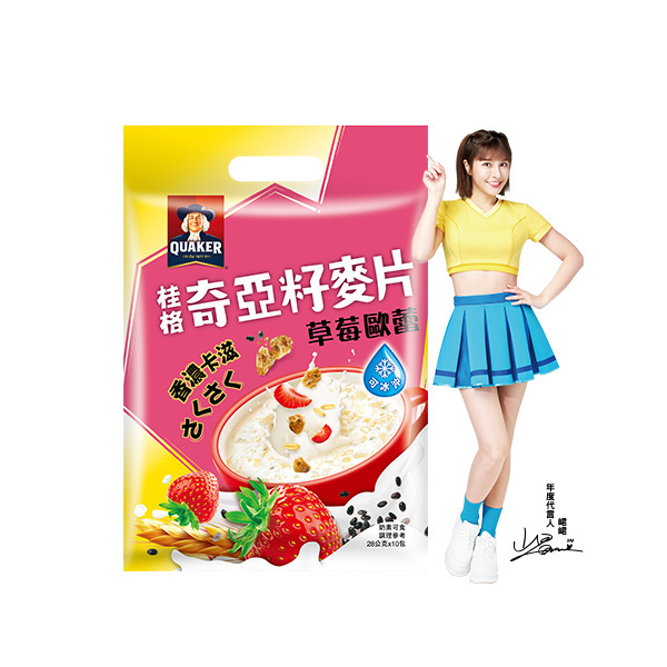 桂格 奇亞籽麥片草莓歐蕾袋裝28gX10包X3袋