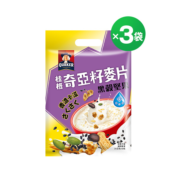 桂格 奇亞籽麥片黑穀堅果袋裝10包X3袋