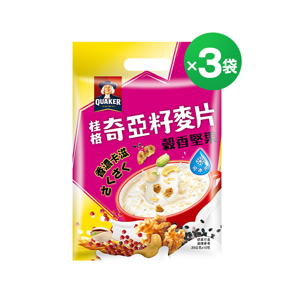 桂格 奇亞籽麥片穀香堅果袋裝10包X3袋