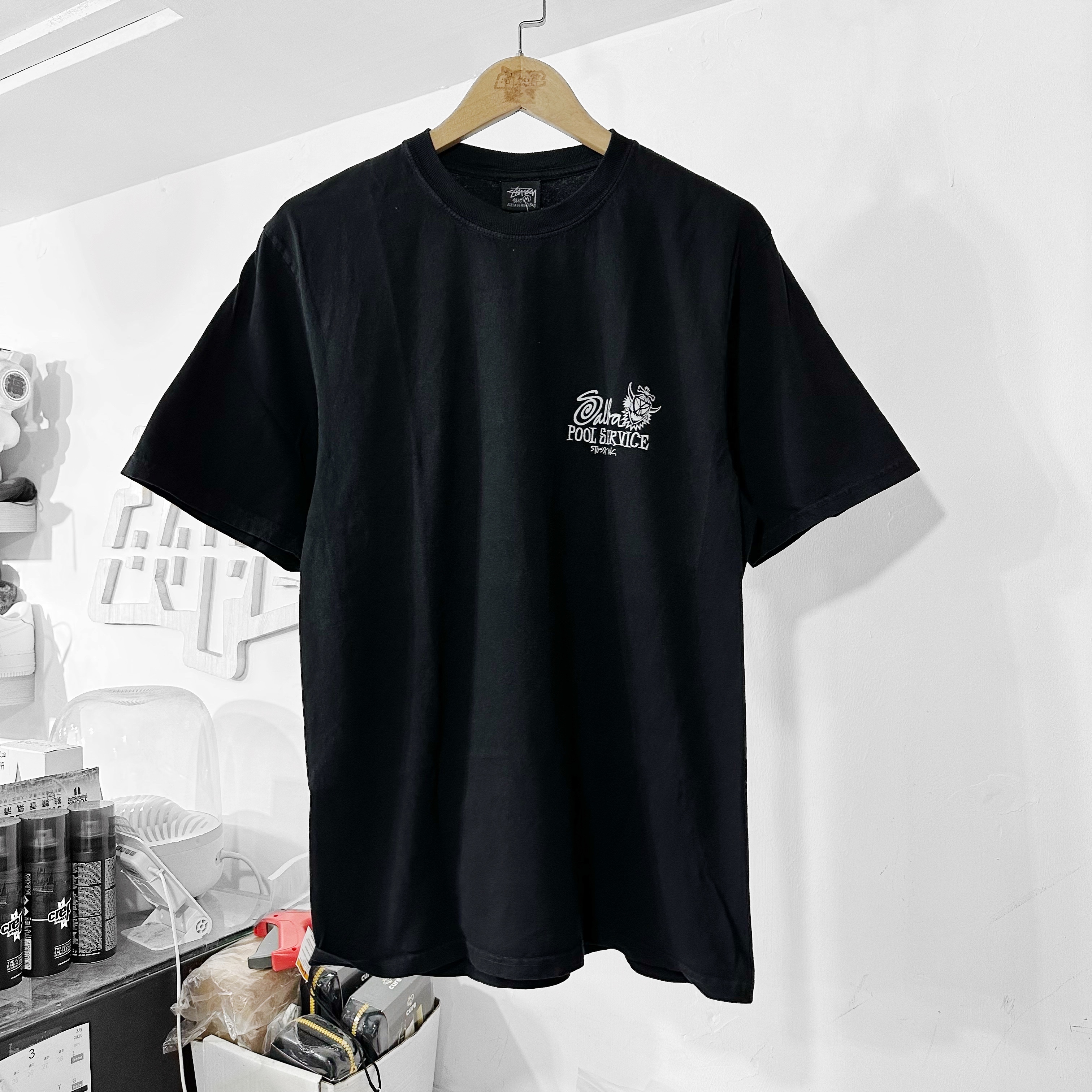 ★STUSSY★PIGMENT DYED POOL SERVICE T-SHIRT 半袖Tシャツ★ Stussy Pool Service Pigment Dyed Tee Black Men's - SS25 - US