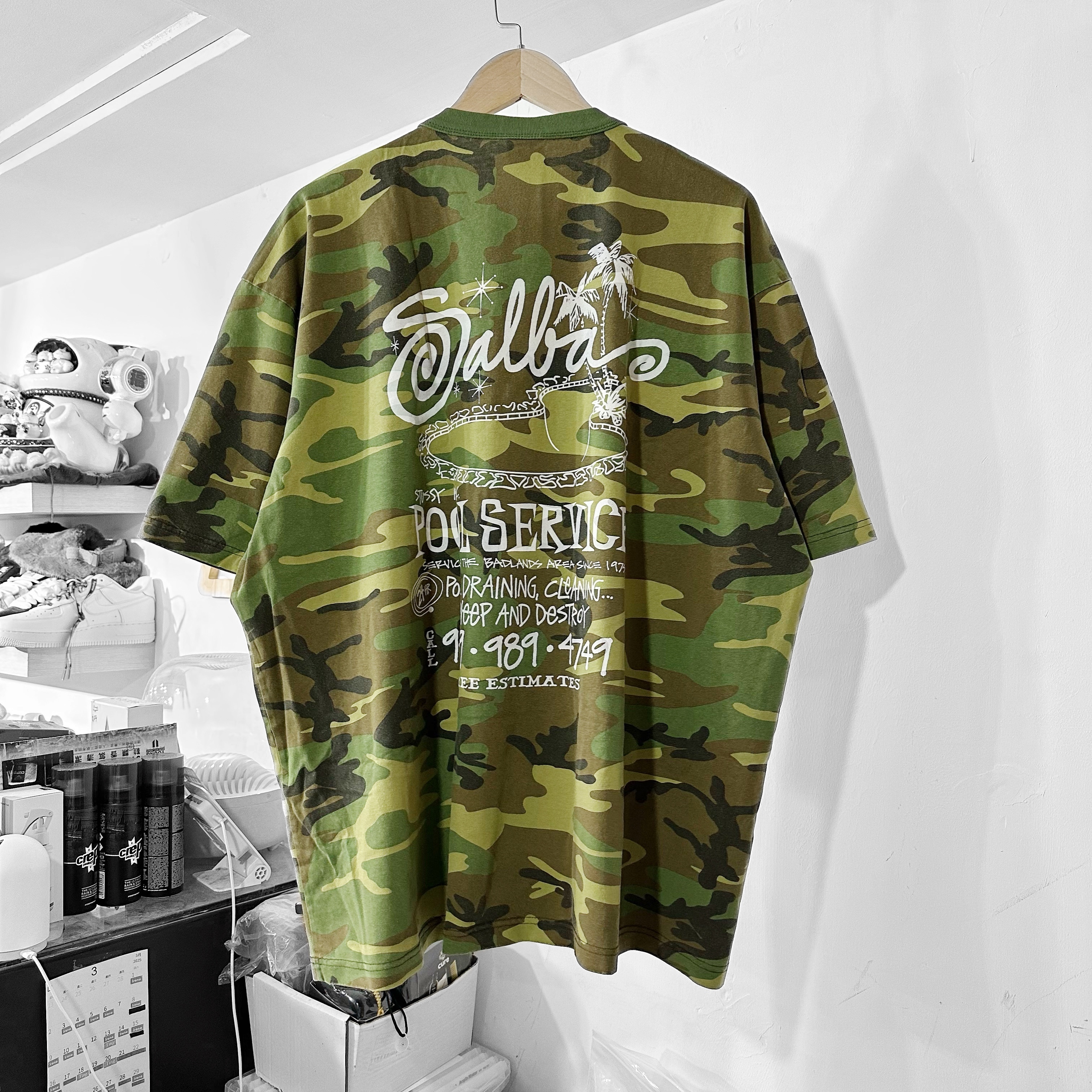 STUSSY POOL SERVICE TEE PIGMENT DYED CAMO迷彩