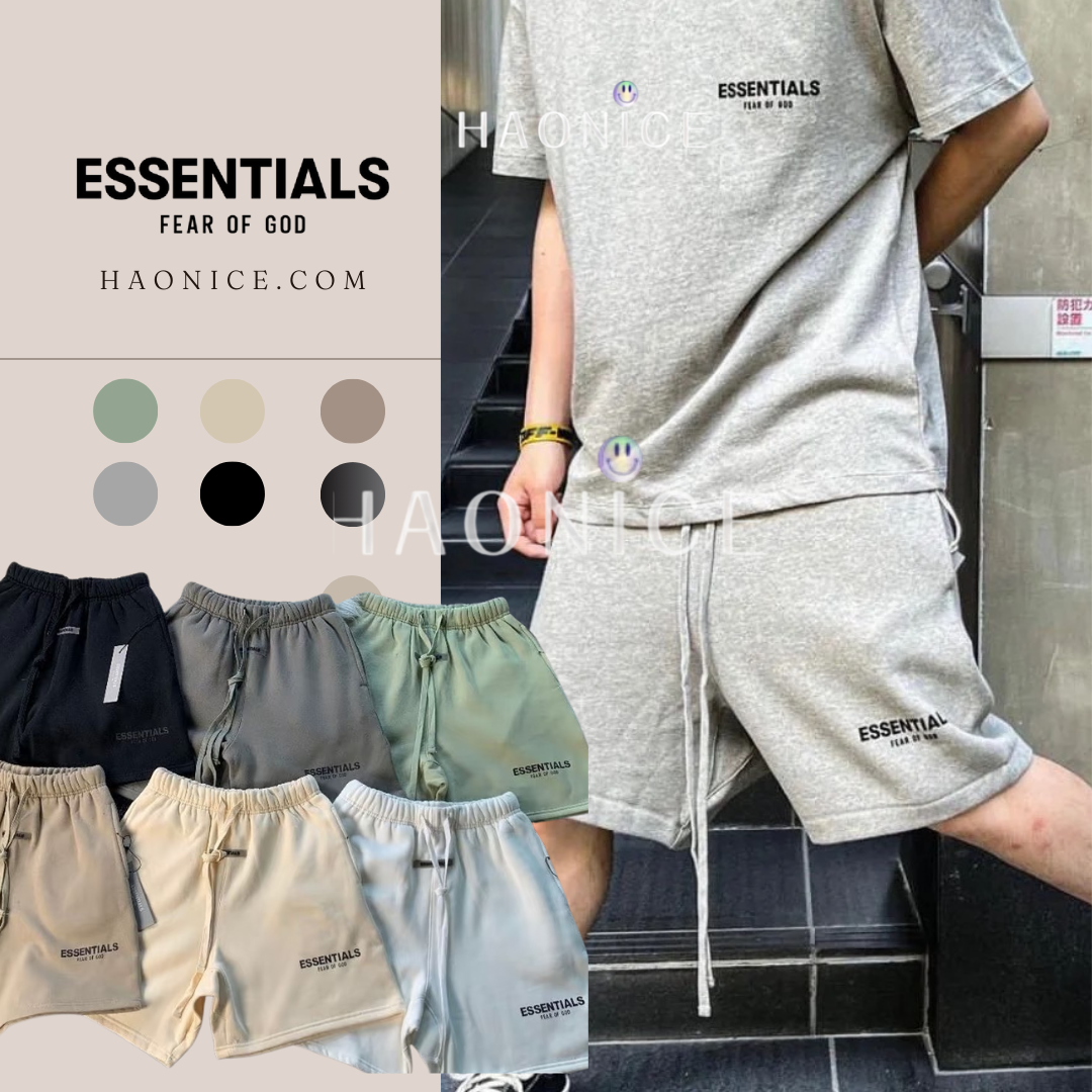磅數高材質超好❗️FEAR OF GOD ESSENTIAL復線反光刺繡運動重磅 FOG五分短褲