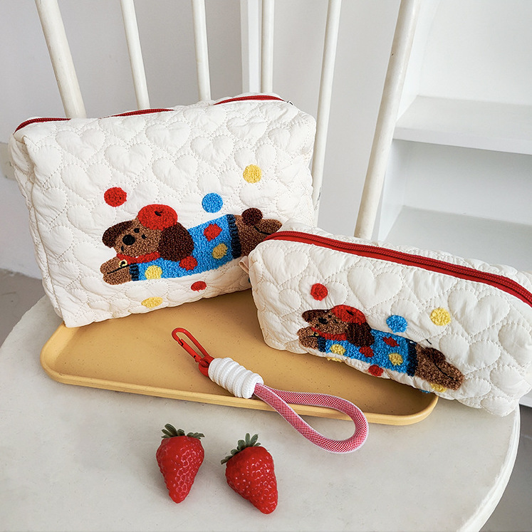 《03204》點點毛衣狗狗大小化妝包