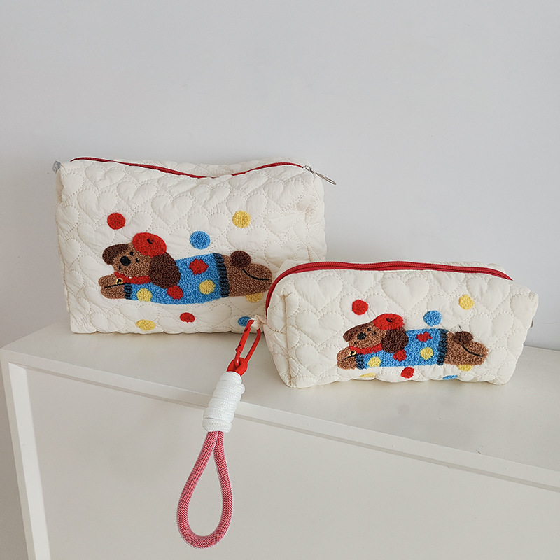 《03204》點點毛衣狗狗大小化妝包