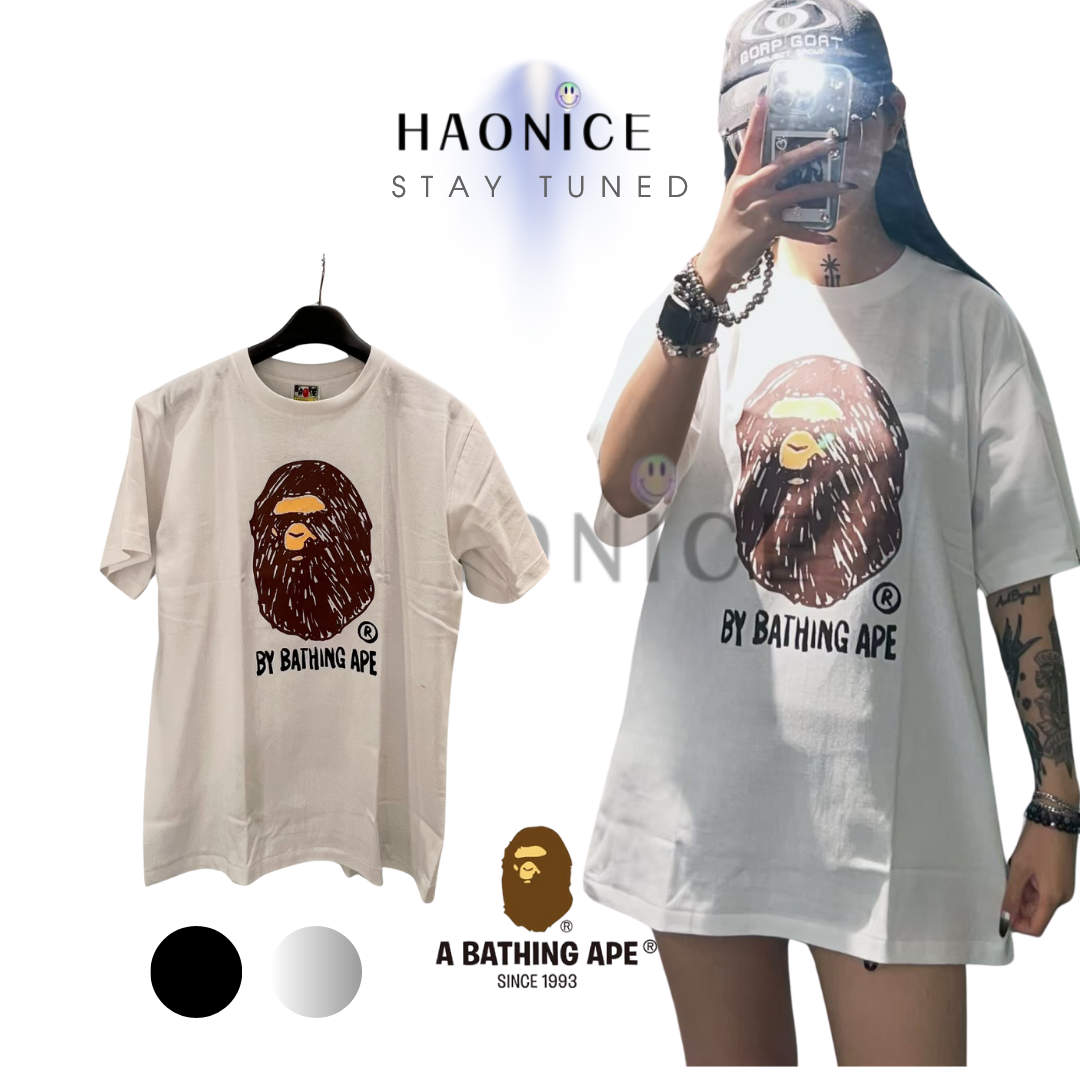 【NICE 歐美日韓代購】日本潮牌 BAPE HAND DRAW BY APE HEAD TEE 手繪經典猿頭 百搭素色經典🔥