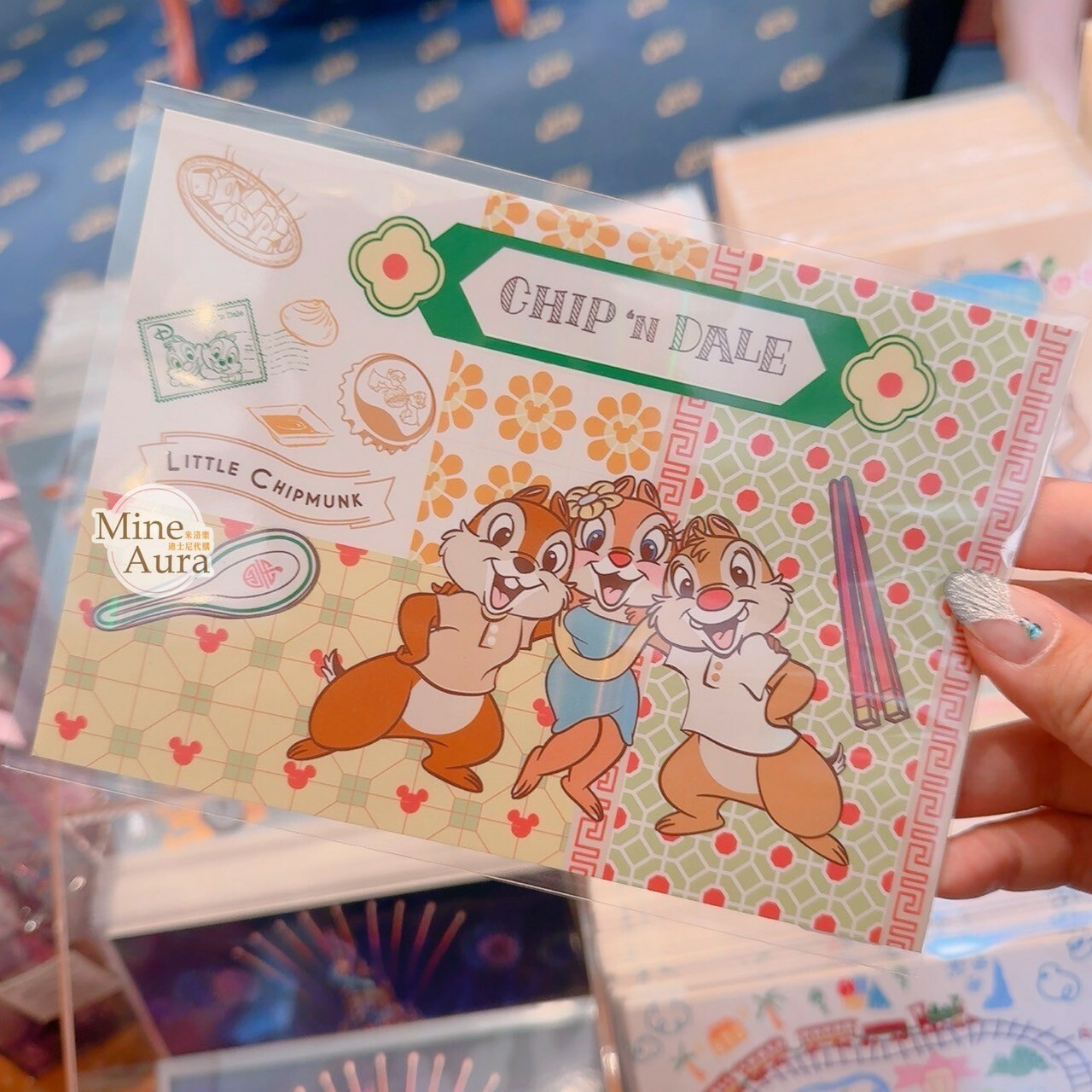 奇奇蒂蒂 Chip 'n Dale 香港傳統系列 靠頭圖案 明信片 -香港迪士尼樂園