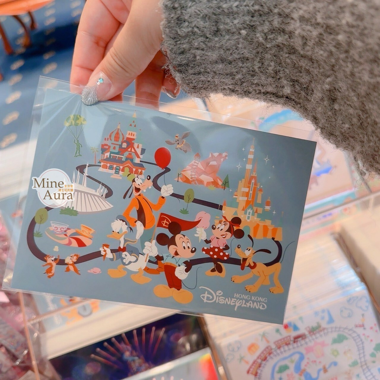 米奇 Mickey 與好友們 樂園設施地圖 圖案 明信片 -香港迪士尼樂園