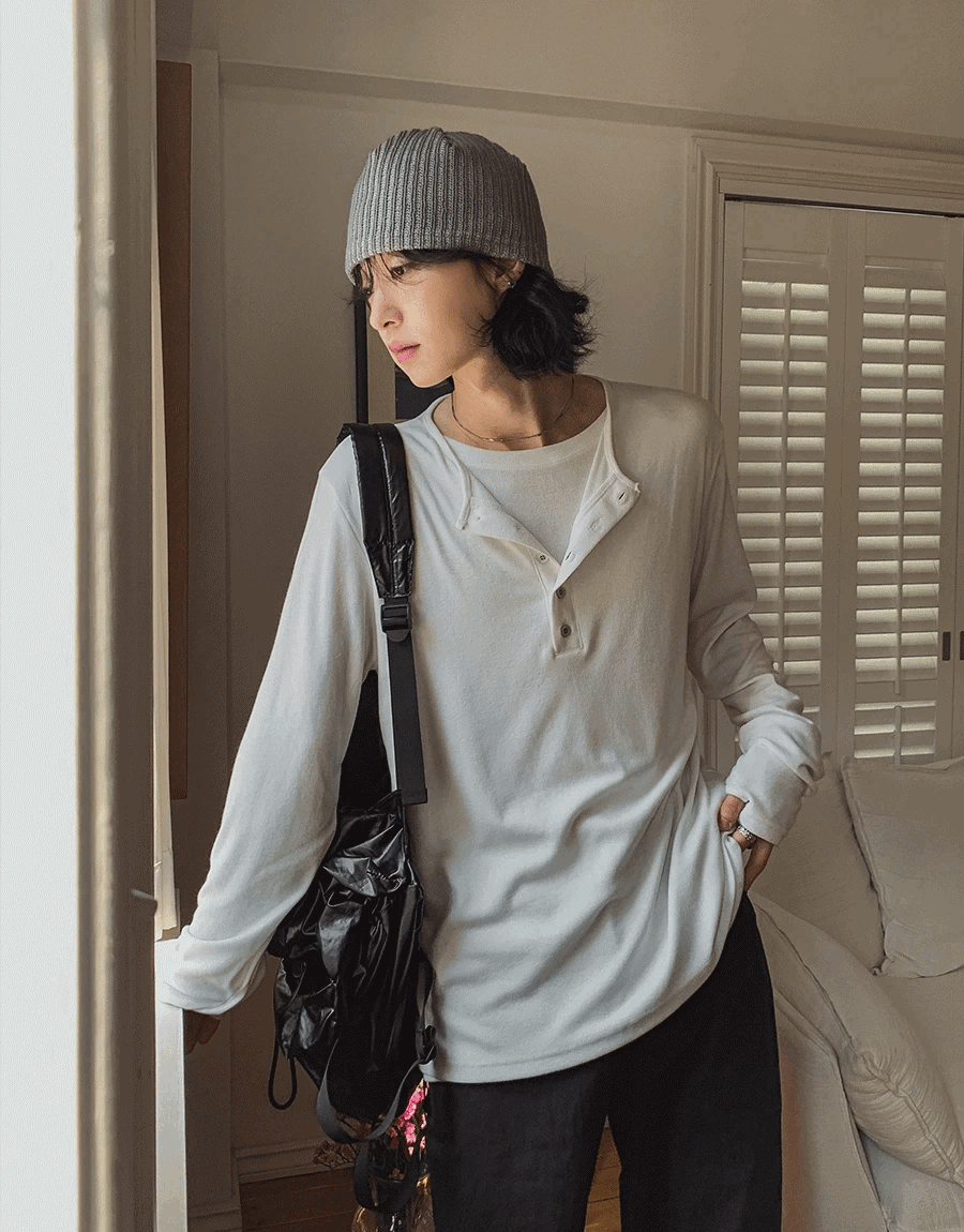 Royce 分層亨利領長袖T卹